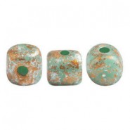 Les perles par Puca® Minos kralen Opaque green turquoise tweedy 63130/45703